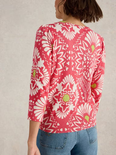 White Stuff Womens Rose Jumper - Coral Print