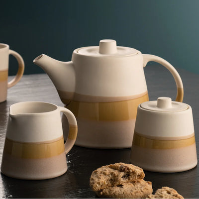 Belleek Living Saffron Teapot, Sugar & Cream Set