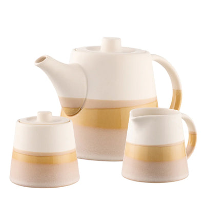 Belleek Living Saffron Teapot, Sugar & Cream Set