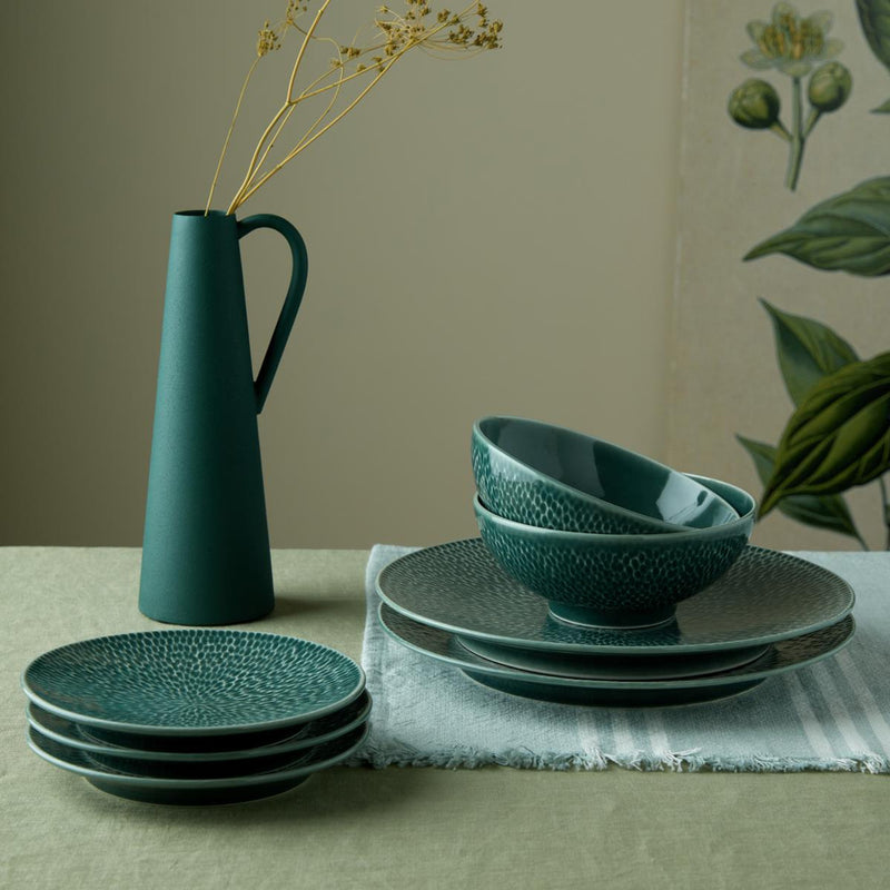 Denby Porcelain Carve Green 12 Piece Tableware Set