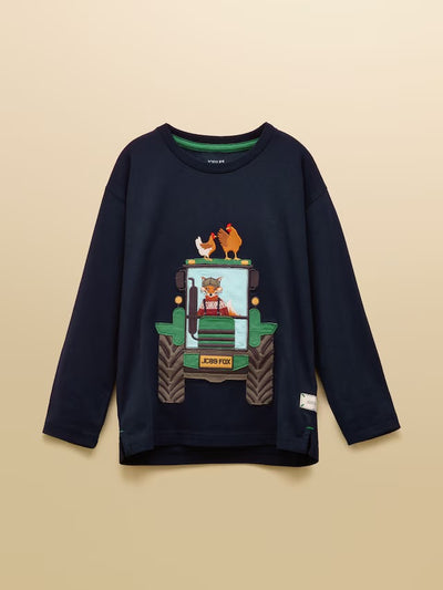 Joules Boys' Jack Navy Applique Long Sleeve Top