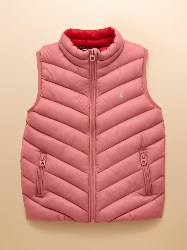Joules Girls Crofton Gilet Pink Showerproof padded gilet