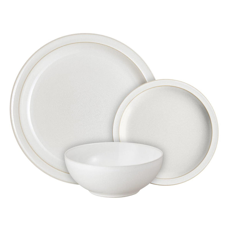 Bundle Deal Denby Cotton White 12 Piece Tableware Set & 4 Piece Pasta Bowl Set