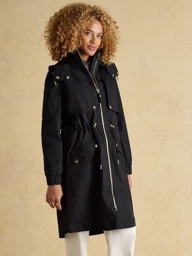 Joules Women’s Elbridge Black Waterproof Coat with Hood