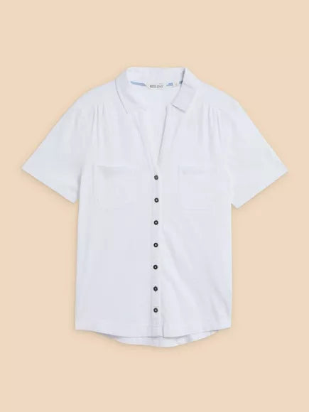 PENNY POCKET EMBROIDERED SHIRT IN PALE IVORY