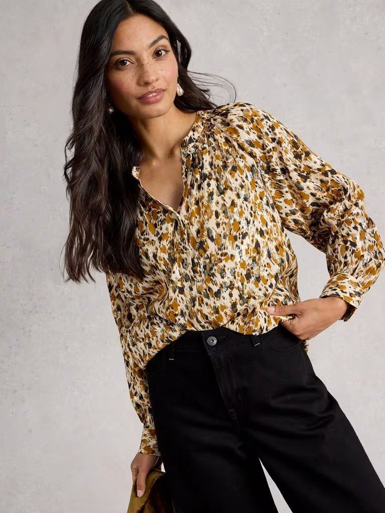 White Stuff Ari Metallic Top - Chartreuse MLT