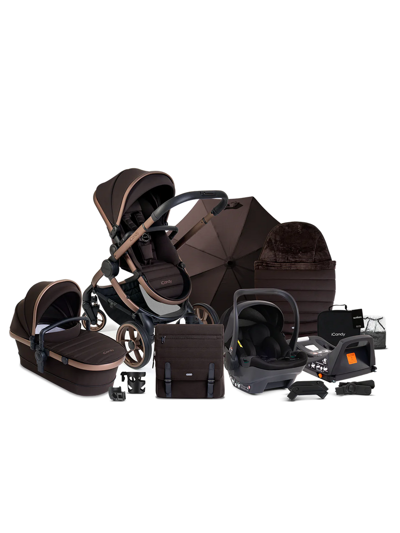 Icandy Peach 7 Pecan Pushchair and Carrycot - Car Seat Bundle