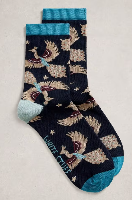 White Stuff Womens Pattern Ankle Socks in NAVY PRINT
