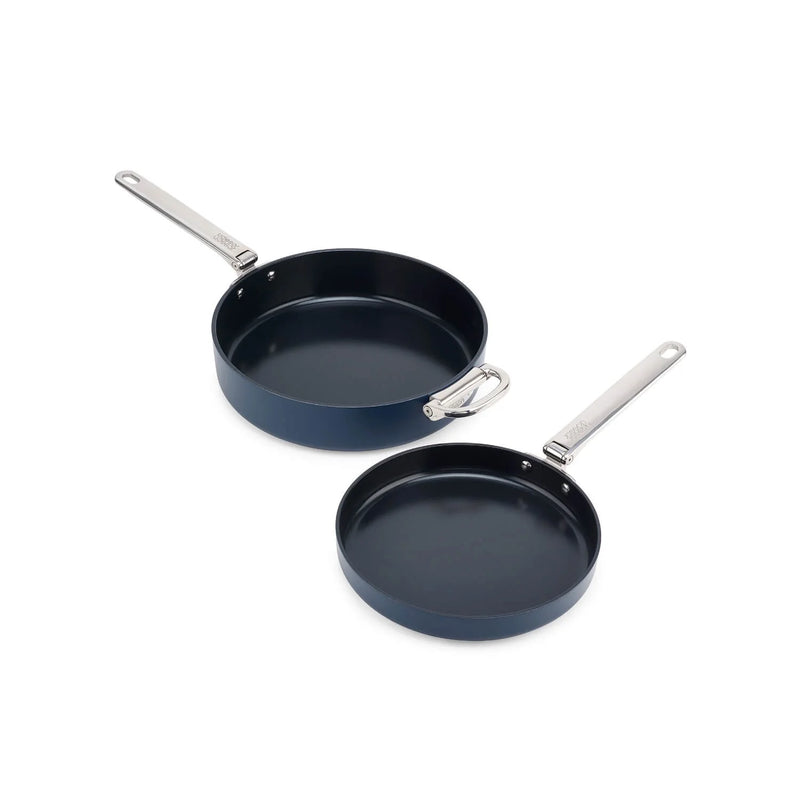 Joseph Joseph Space 2-Piece Non-Stick Folding Handle Frying Pan Set Midnight Blue