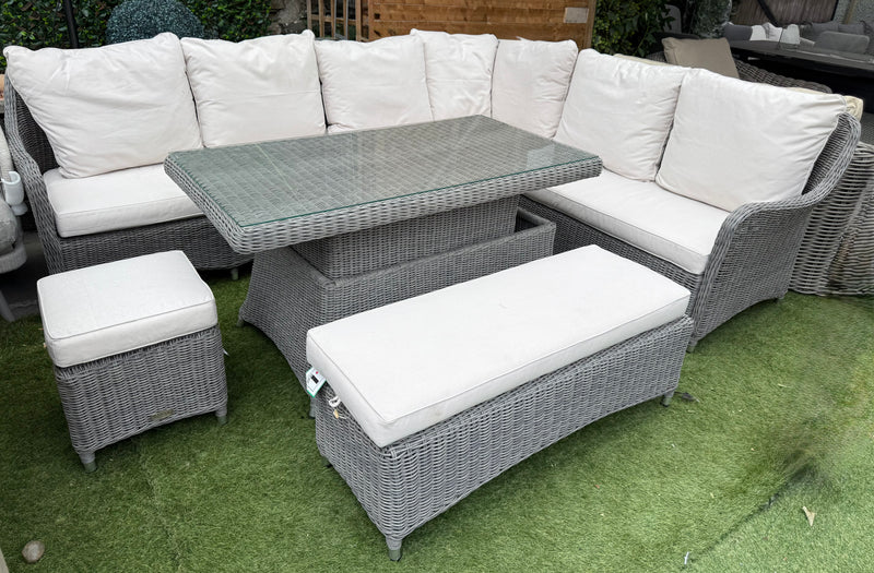 Ascot Corner Natural Dining Set With Rise & Fall Dining Table