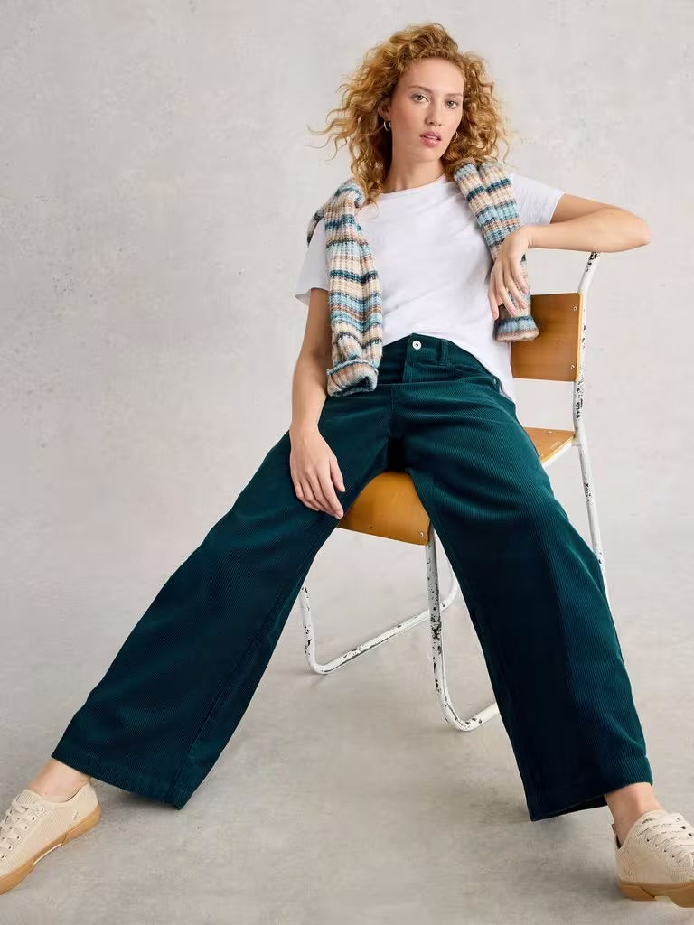 White Stuff Ayla Cord Wide Leg Trouser Teal