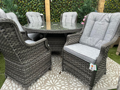 Santorini Round 6 Seater High Back Dining Set Dark Grey