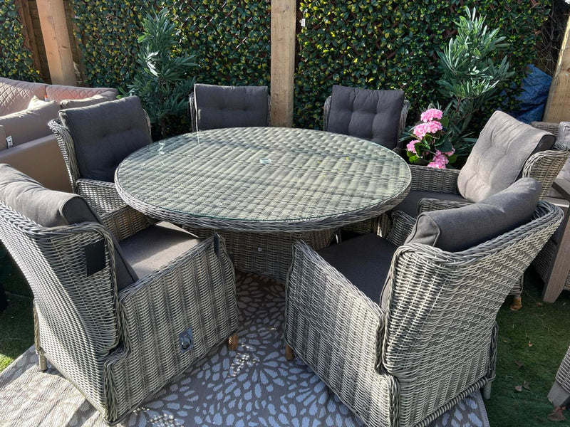 New Hampshire Reclining 6 Seater Round Dining Set