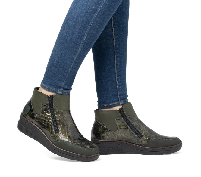 Rieker Ladies Ankle Boot 48754-54 in Green Patent