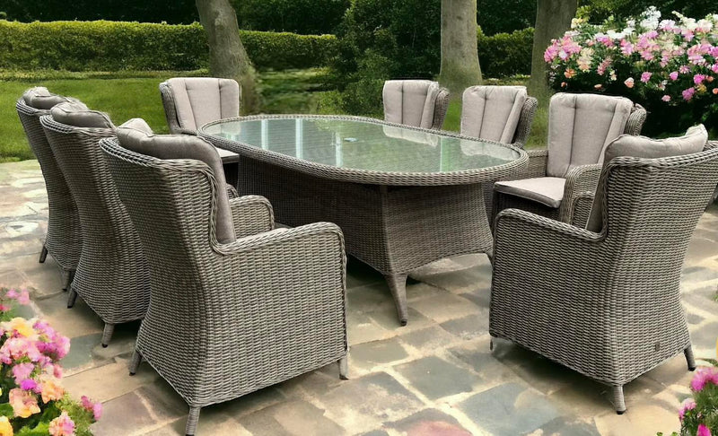 Elba 8 Seater High Back Oval Outdoor Dining Set