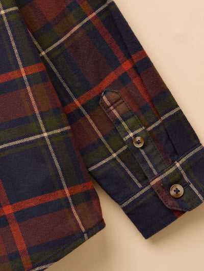 Joules Kids Boys Brushed Flannel Navy Check Checked Shirt