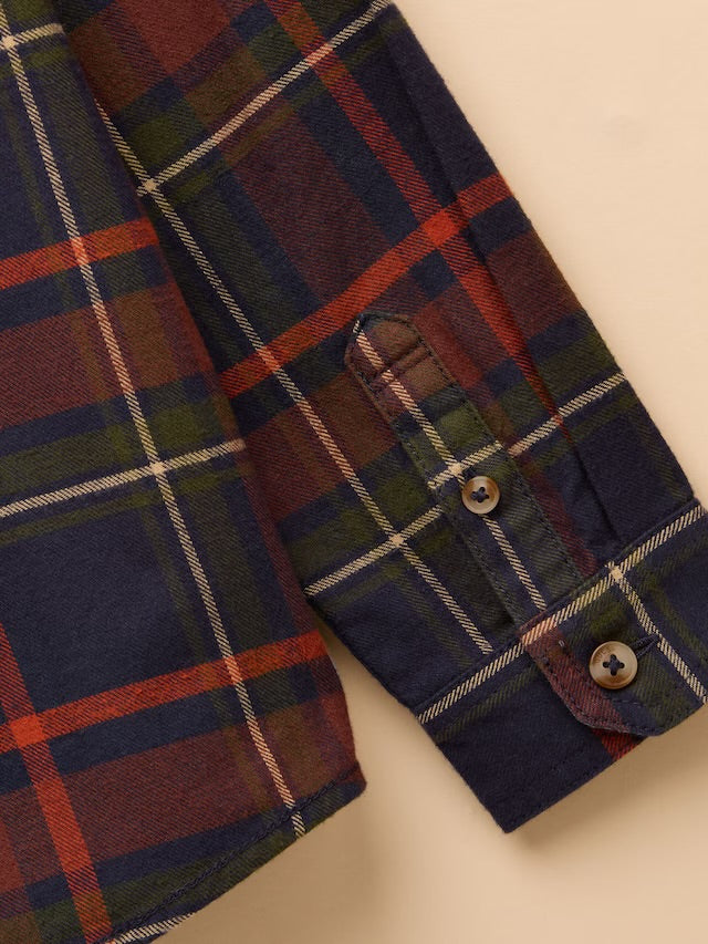 Joules Kids Boys Brushed Flannel Navy Check Checked Shirt