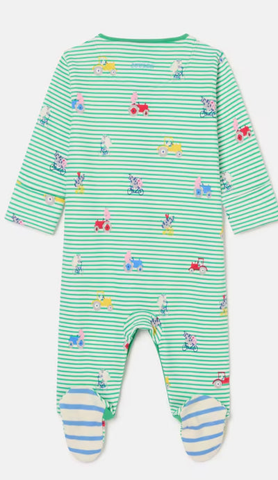 Joules Baby Razamataz Cotton Babygrow - Green Farm Print