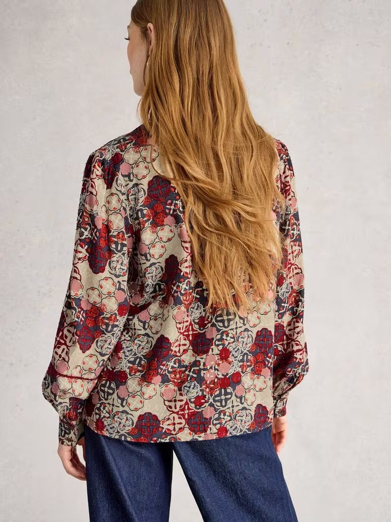 White Stuff Women’s Paloma Long Sleeve Top in Red Multi