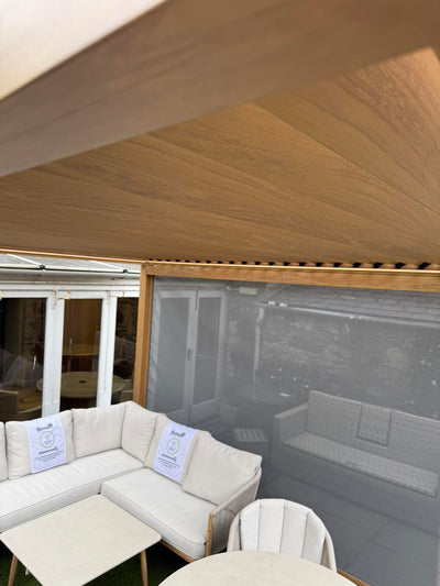 Hartman Premium Wood Effect Pergola 3m x 4m Aluminium Framed