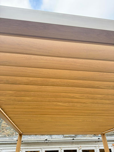 Hartman Premium Wood Effect Pergola 3m x 4m Aluminium Framed