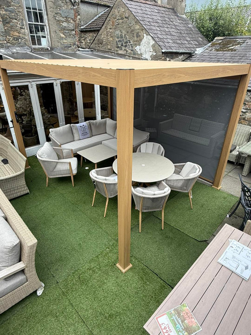 Hartman Premium Wood Effect Pergola 3m x 4m Aluminium Framed