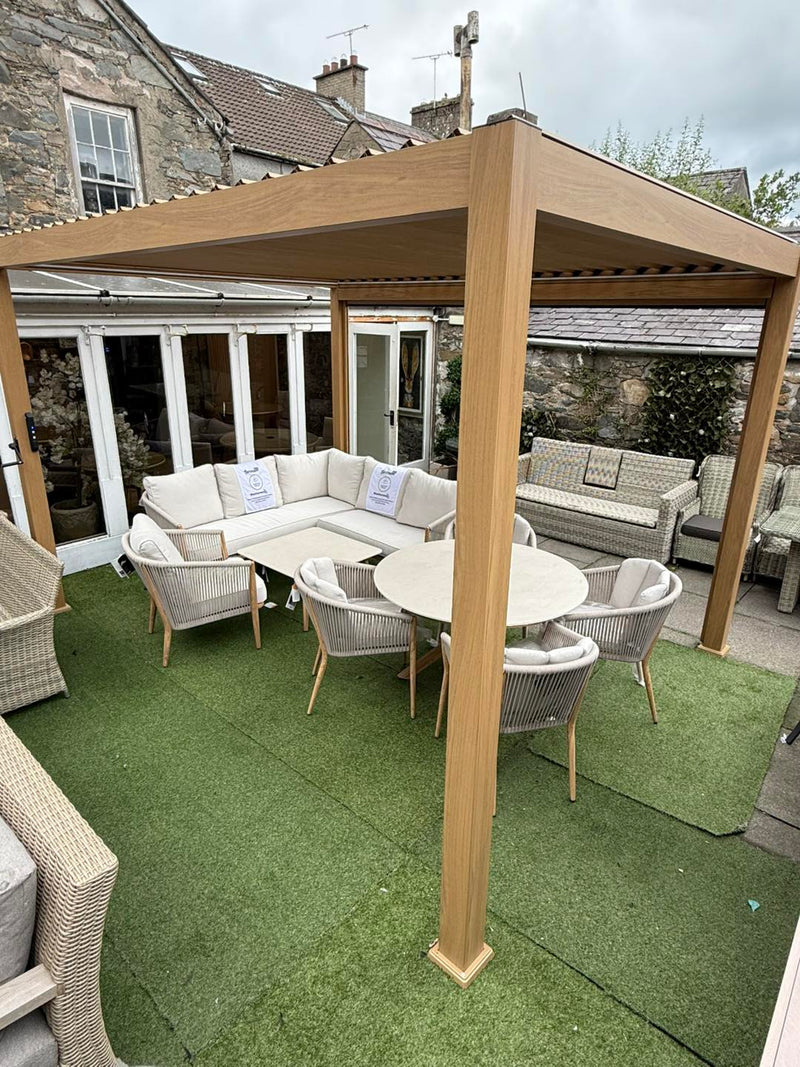 Hartman Premium Wood Effect Pergola 3m x 4m Aluminium Framed