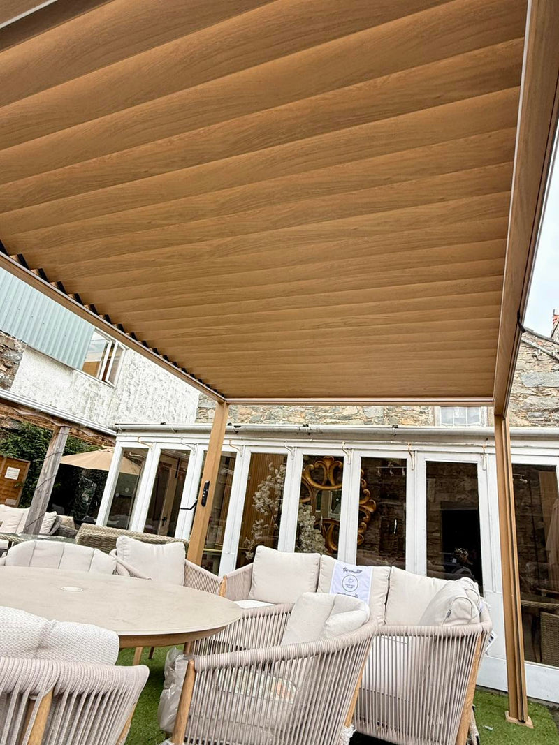Hartman Premium Wood Effect Pergola 3m x 4m Aluminium Framed