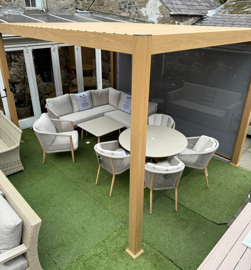 Hartman Premium Wood Effect Pergola 3m x 4m Aluminium Framed