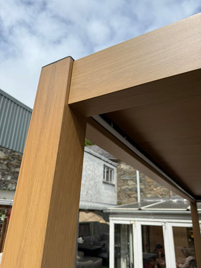 Hartman Premium Wood Effect Pergola 3m x 4m Aluminium Framed