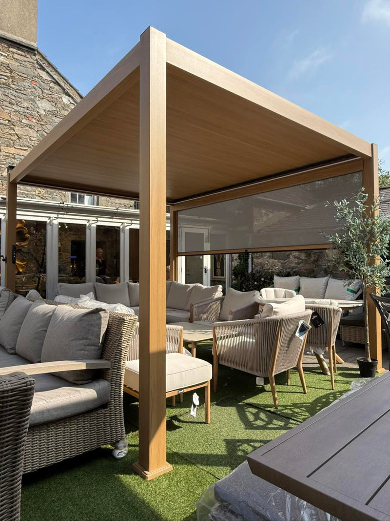 Hartman Premium Wood Effect Pergola 3m x 4m Aluminium Framed