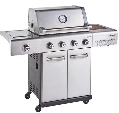 Jupiter 4S Gas / Charcoal Hybrid 4 Burner Barbecue Stainless Steel With Side Burner