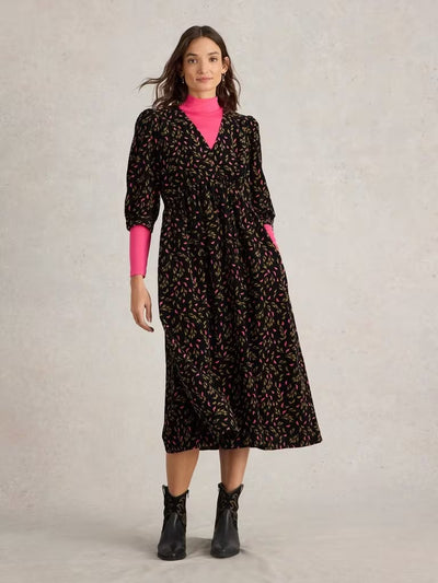 White Stuff Women’s Lucy Cord Dress BLK Print