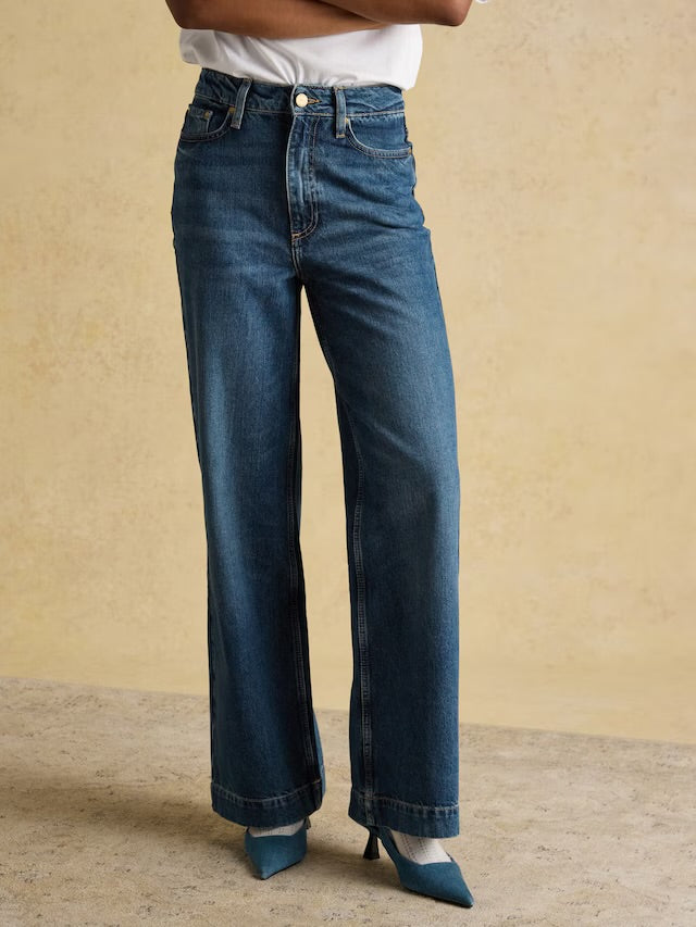 Joules Women’s Blue High Rise Wide Leg Jeans
