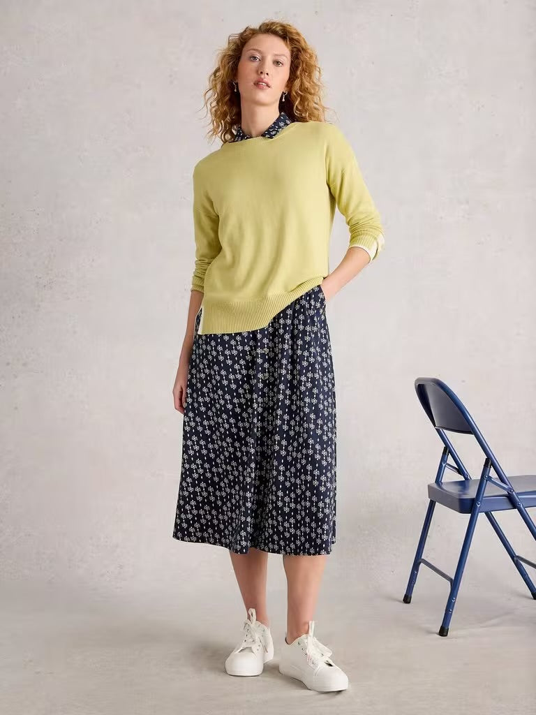 White Stuff Women’s Rua Jersery Collared Shirt Dress in Navy Print