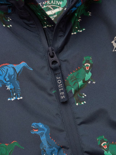 Joules Boys’ Rainwell Waterproof Jacket With Hood - Navy Dino