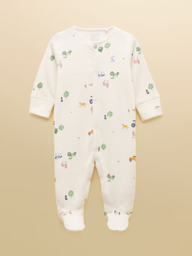 Joules Razamataz Cream Cotton Babygrow-Farm