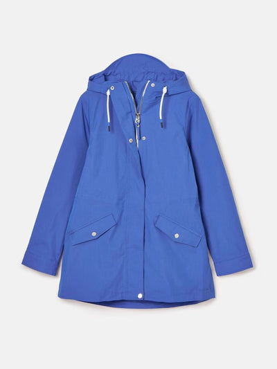 Joules Women’s Portwell Blue Waterproof Raincoat With Hood