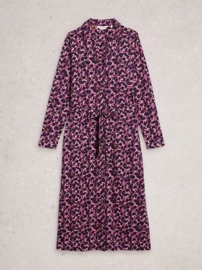 White Stuff Women’s Annie Jersey Collared Shirt Dress in Pink MLT
