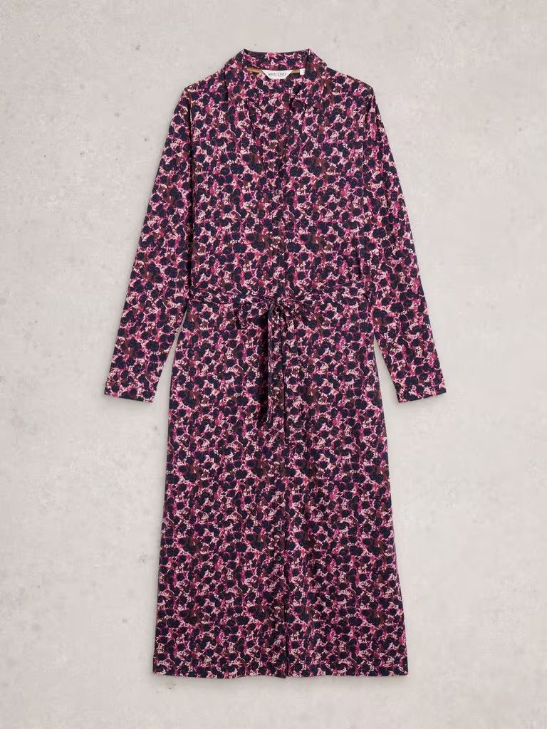 White Stuff Women’s Annie Jersey Collared Shirt Dress in Pink MLT