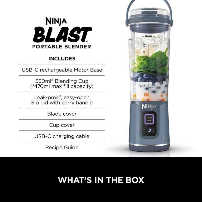 Ninja Blast Portable Blender, 530ml Blue, BC151UKNV