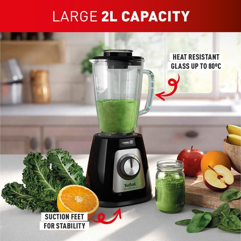 Tefal Blendforce II Blender, 2L Glass Jug, High Power 800W,  BL435840