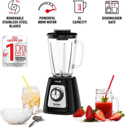 Tefal Blendforce II Blender, 2L Glass Jug, High Power 800W,  BL435840