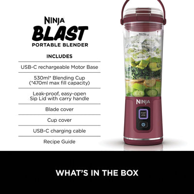 Ninja Blast Portable Blender, 530ml Cranberry Red, BC151UKCR