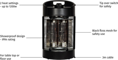 Table Top Heater Black Revolving Table Heater Electric Medium