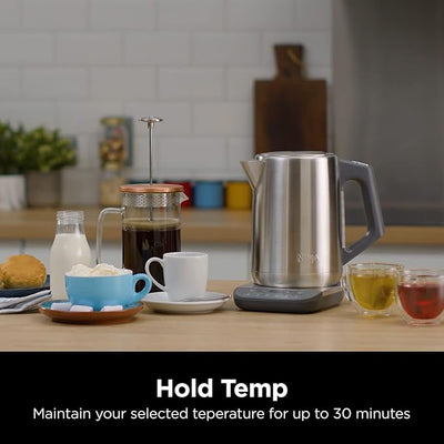 Ninja Perfect Temperature Kettle, 1.7L, with Temperature Control, LED Display, Easy to Use Kettle with Rapid Boil and Temperature Hold, Stainless Steel KT201UK
