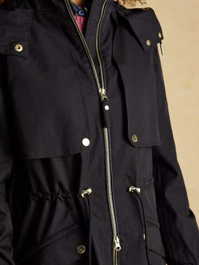 Joules Women’s Elbridge Black Waterproof Coat with Hood