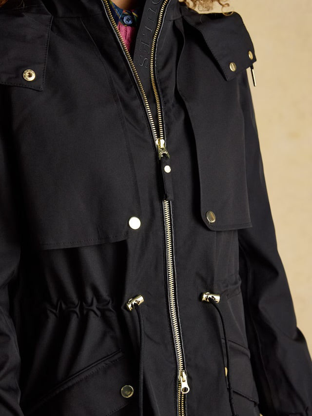 Joules Women’s Elbridge Black Waterproof Coat with Hood