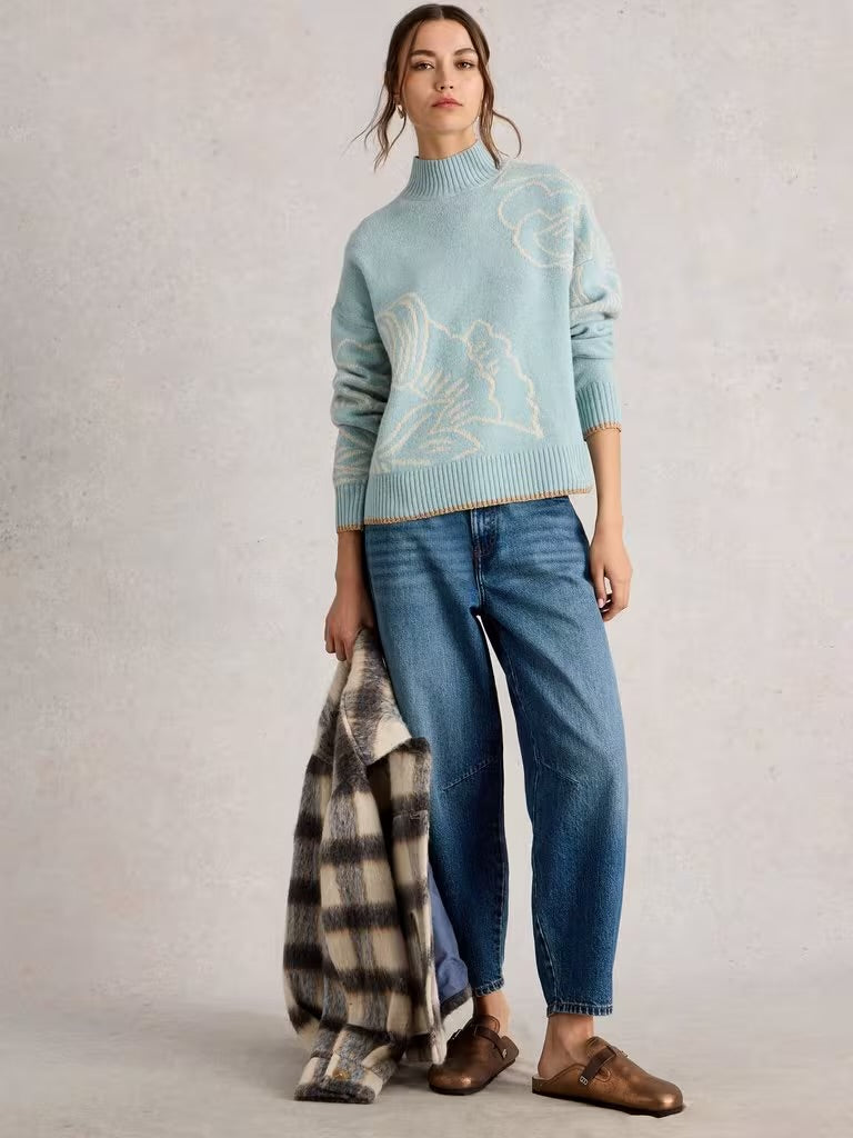 White Stuff Fenella Floral Jumper Blue