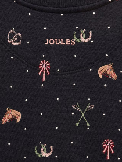 Joules Kids Girls' Emma TicTac Horse Navy Long Sleeve Sweat Dress